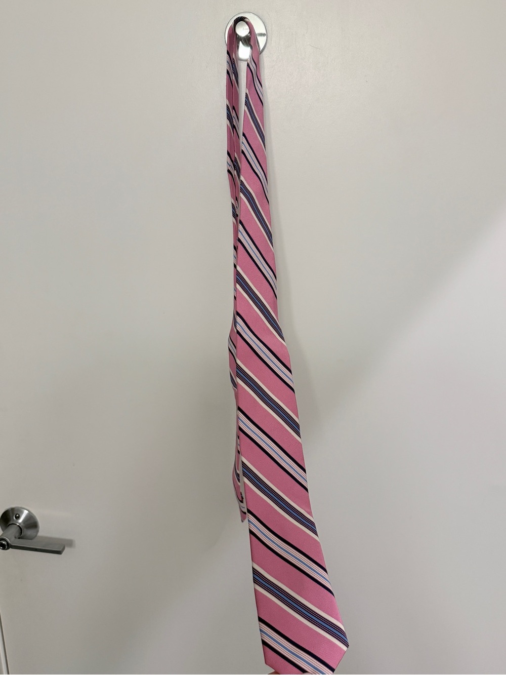 Nautica Pink Diagonal Stripe Tie with Navy & White Accents